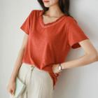 Fringed-edge Linen Blend T-shirt