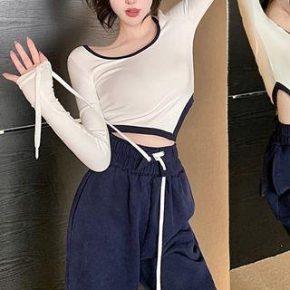 Irregular Cropped T-shirt / Wide Leg Pants