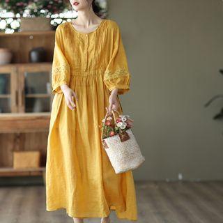 Pintuck Midi A-line Dress