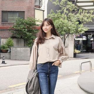Drop-shoulder Frill-cuff Shirt