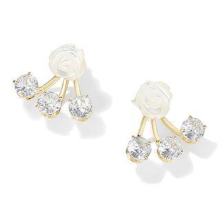 Flower Rhinestone Alloy Swing Earring 1 Pair - White & Gold - One Size