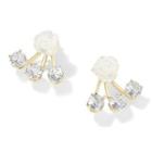 Flower Rhinestone Alloy Swing Earring 1 Pair - White & Gold - One Size