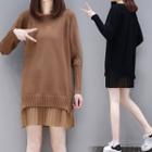 Long-sleeve Mock Two Piece Mini Sweater Dress