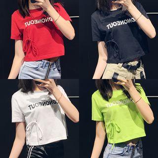 Tie-accent Printed Crop T-shirt