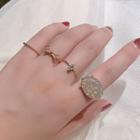 Set Of 4: Gold Leaf Rhinestone Ring (assorted Designs) Set Of 4 - Gold - One Size