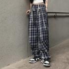 Plaid Drawstring Waist Sweatpants