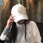 Cartoon Duck Embroidered Baseball Cap Off-white - One Size