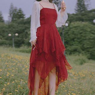 Layered Dip-back Sleeveless Midi Dress