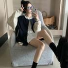 Two-tone Bomber Jacket Black & Beige - One Size
