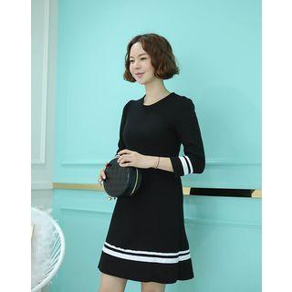 Stripe-trim A-line Mini Dress