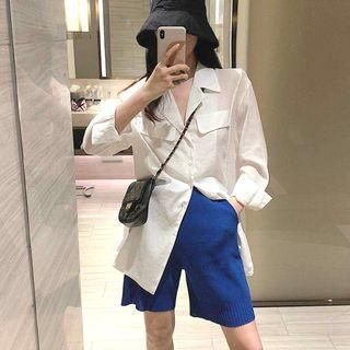 Long-sleeve Plain Shirt / Knit Shorts