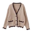 Cable Knit Frill Trim Cardigan