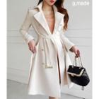 Epaulette Double-breasted A-line Coatdress With Belt