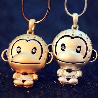 Monkey Rhinestone Necklace