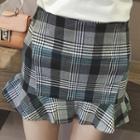 Ruffle Hem Plaid Mini Skirt