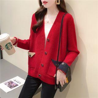 Pocket Detail Contrast Trim Cardigan