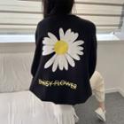 Drop-shoulder Flower Print Sweatshirt
