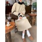Long-sleeve Turtleneck Plain Top / Long-sleeve Quilted Dress (various Designs)