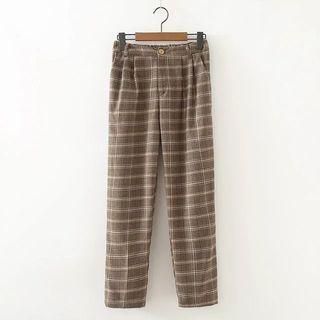Plaid Straight-leg Pants