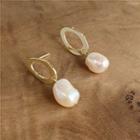 Irregular Pearl Dangle Earring White - One Size