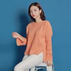 Slit-cuff Rib-knit Sweater