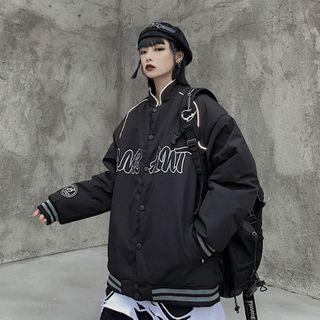 Lettering Printed Baseball Jacket