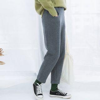 Plain Cropped Knit Pants