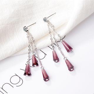 Faux Crystal Fringed Earring 1 Pair - As Shown In Figure - One Size