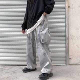 Splash Ink Print Wide Leg Pants