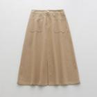 High Waist Plain Split A-line Skirt