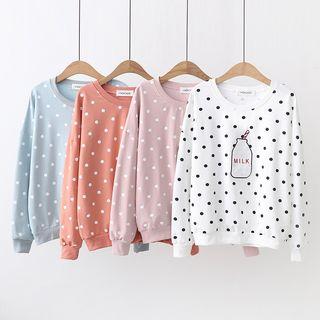 Milk Embroidered Dotted Pullover
