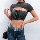 Short-sleeve Lace-up Crop Cropped T-shirt