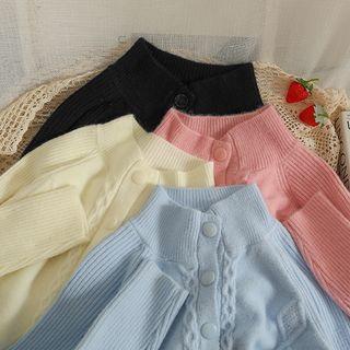 Mock-neck Button-up Cropped Sweater