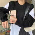 Cropped Cold Shoulder Cable Knit Sweater