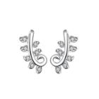 Fashion Personality Pattern Earrings With White Cubic Zircon Silver - One Size