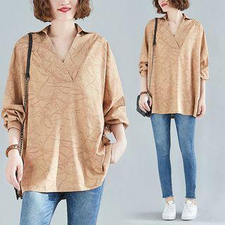 Print V-neck Shirt As Shown In Figure - F