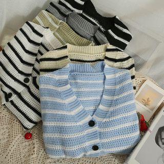 Eyelet Striped Light Cardigan In 6 Colors
