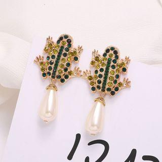 Rhinestone Frog Dangle Earring As Shown In Figure - One Size