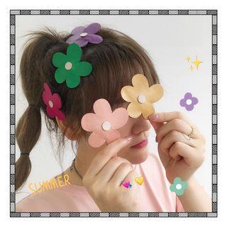 Faux Leather Flower Hair Clip