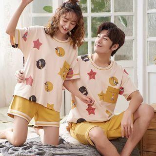 Couple Matching Loungewear Set : Short-sleeve Print Top + Shorts