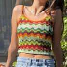 Patterned Knit Cropped Camisole Top