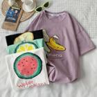 Fruit Print Elbow-sleeve T-shirt / Shorts