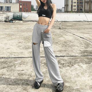 Paneled Straight Leg Sweat Pants