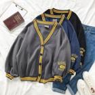 Contrast-trim V-neck Buttoned Jacket
