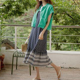 Patterned Long Overall Dress