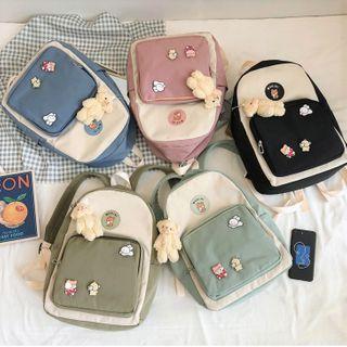 Cartoon Print Color Block Backpack
