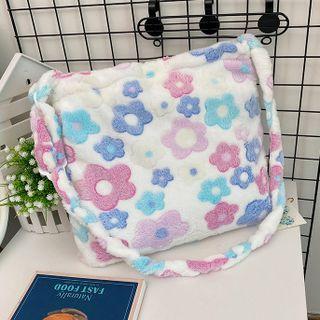 Floral Print Fluffy Tote Bag
