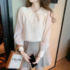 Long-sleeve Layered Collar Chiffon Blouse