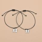 Couple Alloy Pendant String Bracelet Silver - One Size