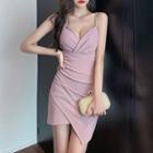 Spaghetti-strap V-neck Asymmetrical Dress